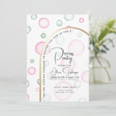 Birthday | Lively Fun Pink and Green Bubbles Invitation (Standing Front)