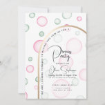 Birthday | Lively Fun Pink and Green Bubbles Invitation