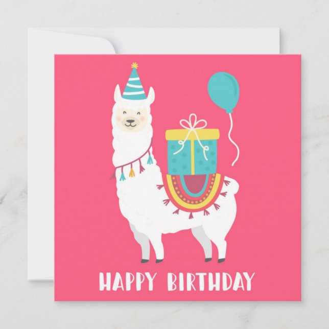 Birthday Llama Holiday Card (Front)