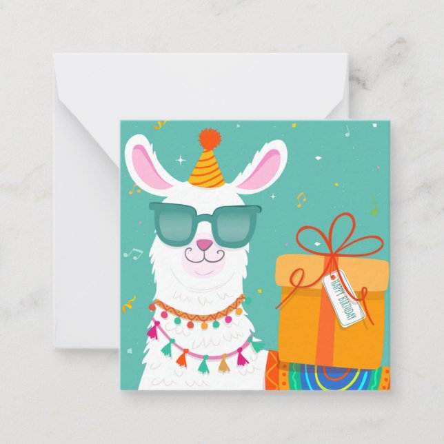 Birthday Llama Note Card (Front)