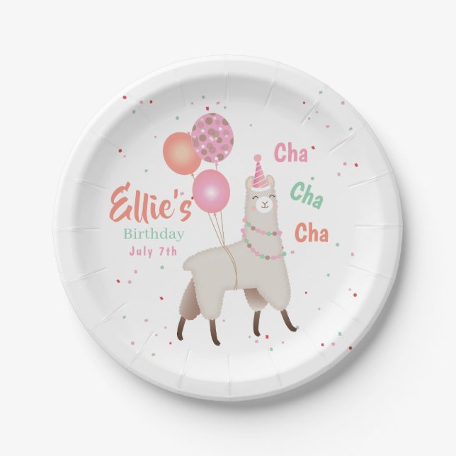 Birthday Llama Paper Plates (Front)