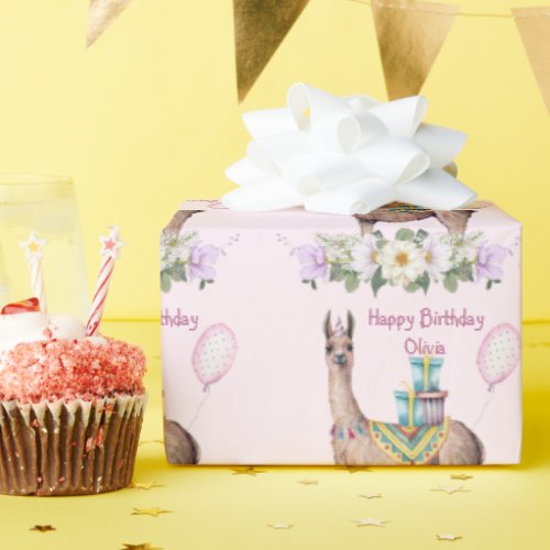 Birthday Llama Wrapping Paper