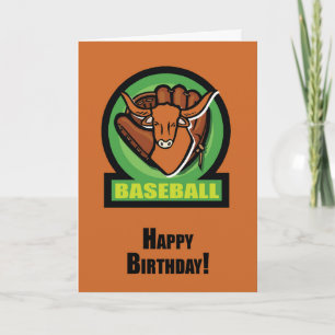 Birthday Longhorn Baseball Orange and Black Card
