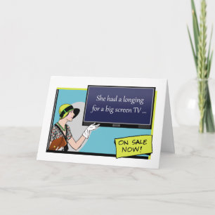 Birthday Longings, Vintage Retro Lady with TV Card