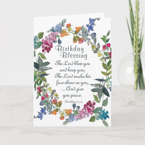 Birthday Lord Bless You Bible Verse Wild Flowers Card