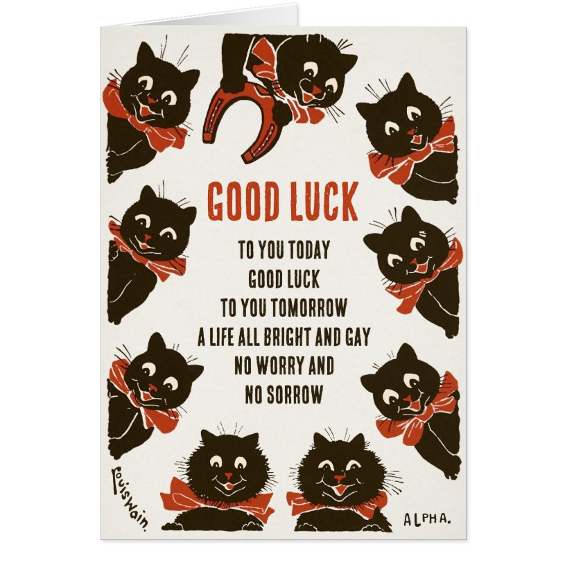 Birthday Louis Wain Good luck cats CC0166 Card