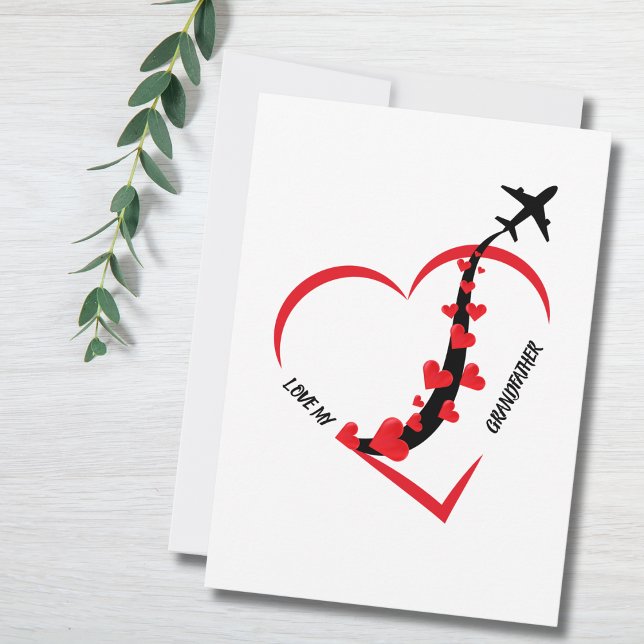 Birthday Love My Grandfather Airplane Heart Custom Holiday Card (Creator Uploaded)