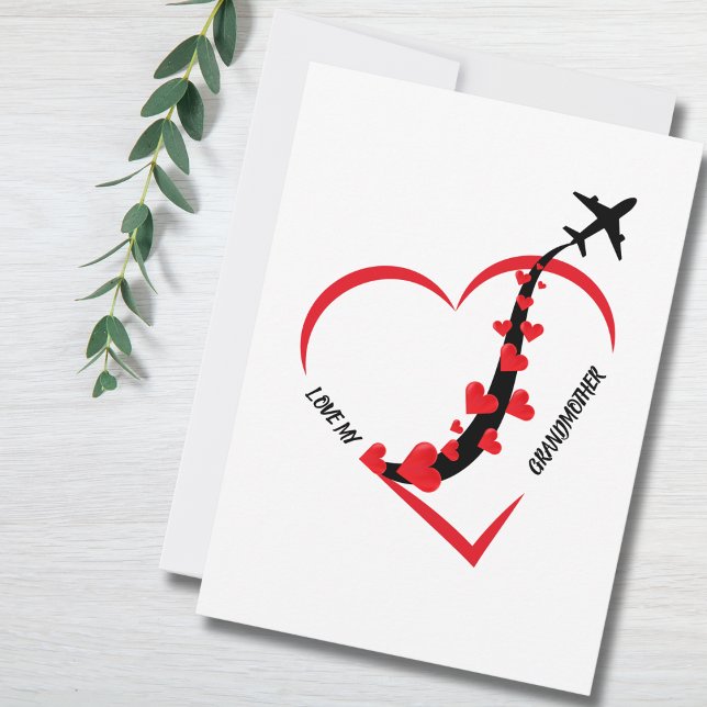 Birthday Love My Grandmother Airplane Heart Custom Holiday Card (Creator Uploaded)