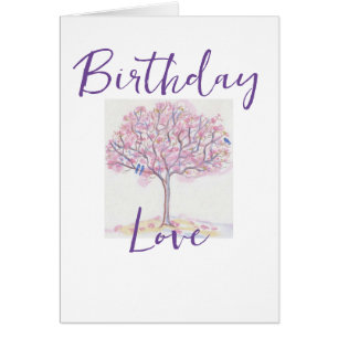 Birthday Love Pink Tree Cards