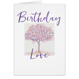 Birthday Love Pink Tree Cards