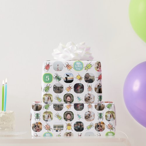 Birthday Lovebugs Photo Collage Wrapping Paper