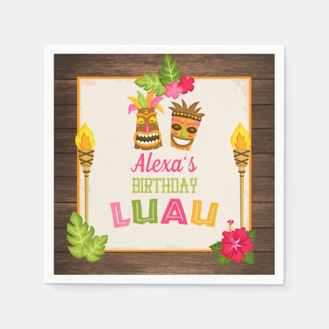 Birthday Luau Paper Napkins (Front)