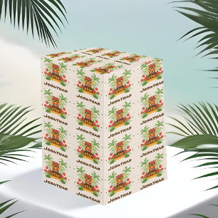 Birthday Luau Tiki Bar Name Vintage Hawaiian Party Wrapping Paper