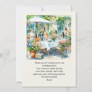 Birthday Lunch Flat Thank You Card