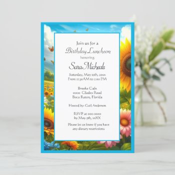 Birthday Luncheon Sunflower Floral  Invitation by Susang6 at Zazzle