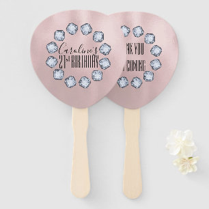 Birthday Luxury Rose gold Glass Texture Hand Fan