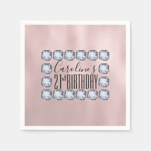 Birthday Luxury Rose gold Glass Texture Napkins
