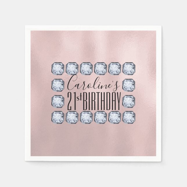 Birthday Luxury Rose gold Glass Texture Napkins (Front)