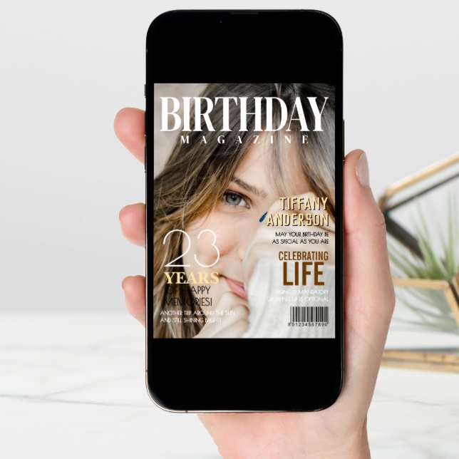 Birthday Magazine Cover Photo Card (Front Digital)