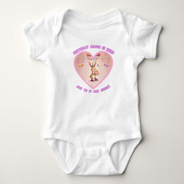 Birthday Magic: Bunny on Roller Skates Baby Bodysuit (Front)