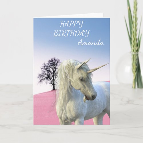 Birthday Magical Unicorn Pink Personalized Card