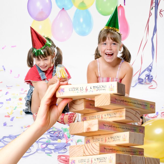Birthday Magical Unicorn Rainbow Custom Name & Age Topple Tower (Creator Uploaded)