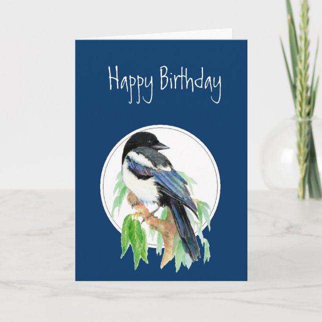 Birthday Magpie, Bird, Nature, Wildlife Card (Front)