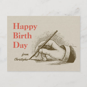 Birthday Male hand holding a fountain pen CC0997 Postcard