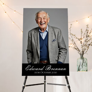 Birthday Male Stylish Photo Black White Elegant Foam Board