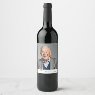 Birthday Male Stylish Photo Elegant Memento Wine Label