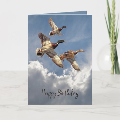 Birthday Mallard Ducks In Sky Card