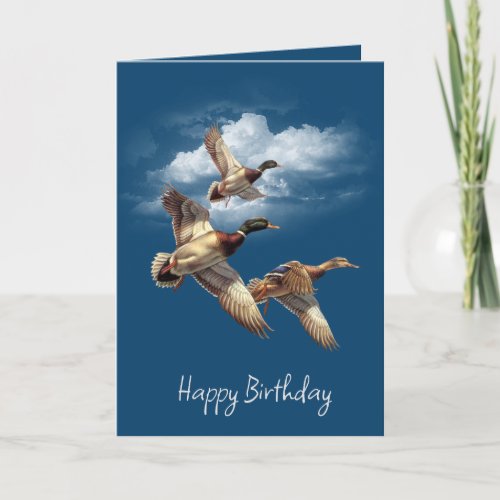 Birthday Mallard Ducks With Clouds Card