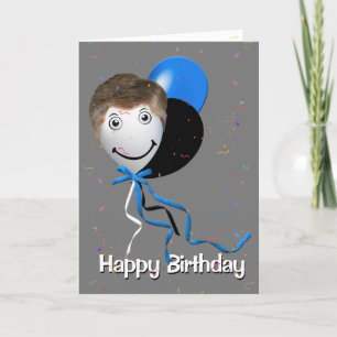 Birthday Man on Party Balloon  Card