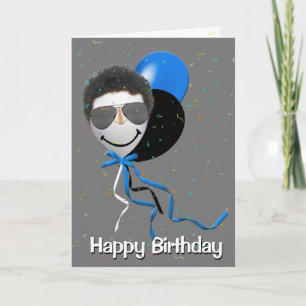 Birthday Man on Party Balloon  Card