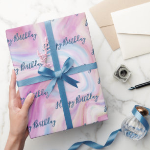 Birthday Marble Abstract Swirl  Wrapping Paper