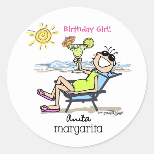 Birthday Margarita Girl Sticker