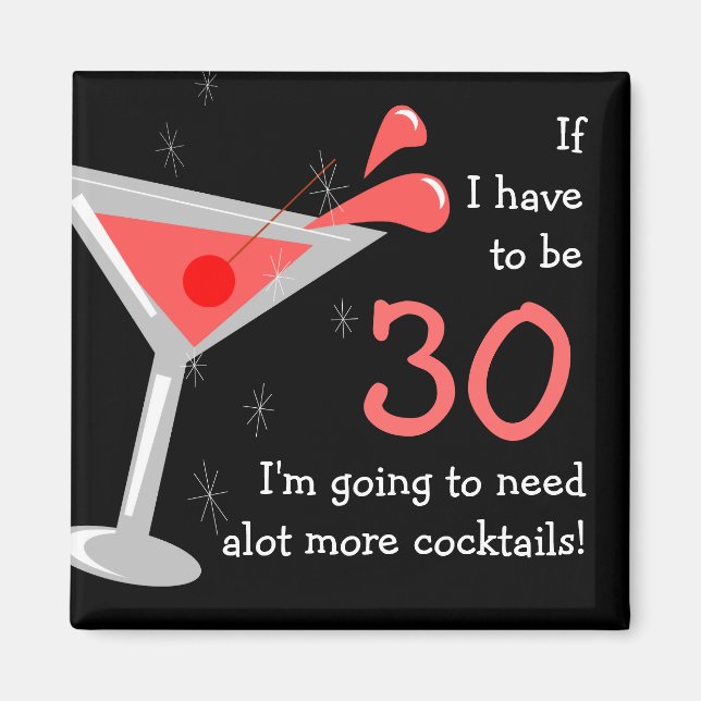 Birthday Martini Cocktail Funny Magnet (Front)