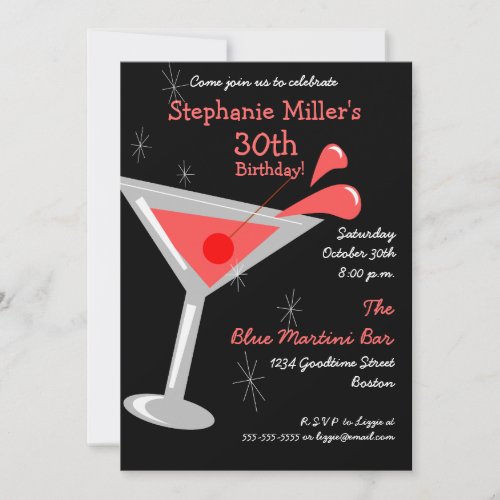 Birthday Martini Cocktail Invitation