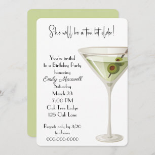 Birthday Martini Party On White Invitation