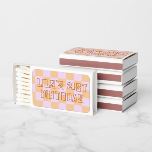 Birthday Matchbook Checkerboard 21st birthday  Matchboxes