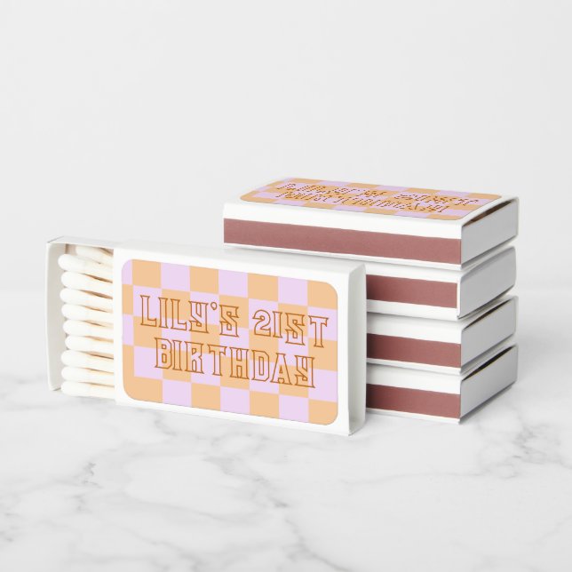 Birthday Matchbook Checkerboard. 21st birthday  Matchboxes (Stacked)