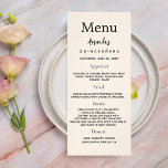 Birthday Menu beige photo fun facts<br><div class="desc">Birthday party menu card.  Personalize and add a name,  age,  date and the menu. Beige background.  Black colored letters.
Back: add a photo of the birthday girl,  fun facts and names.</div>