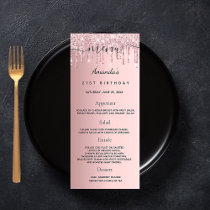 Birthday Menu blush pink drips party