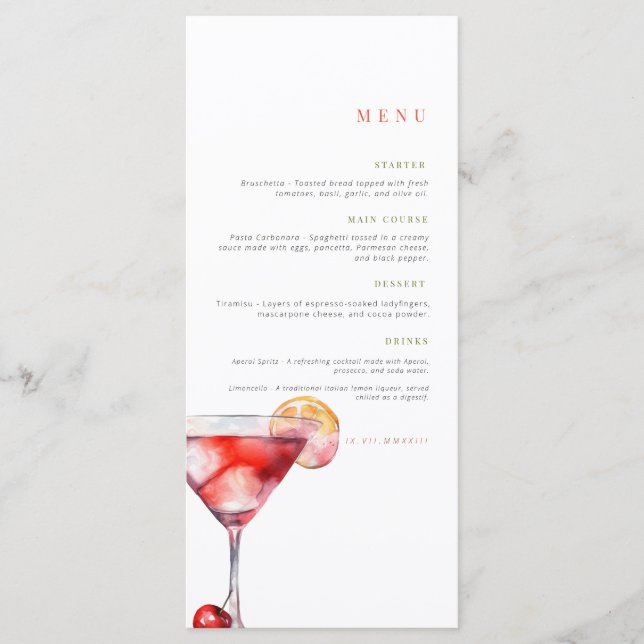Birthday Menu | Celebration menu | Cocktail party (Front)