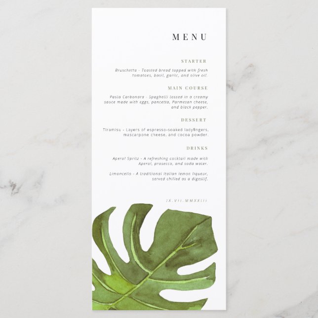Birthday Menu | Celebration menu | Leaf (Front)