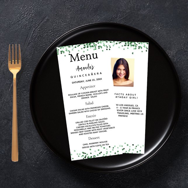 Birthday Menu green photo fun facts (Creator Uploaded)