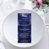 Navy blue white stars birthday menu
