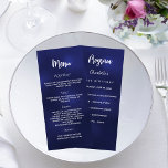 Birthday Menu program navy blue white<br><div class="desc">Birthday party menu and program card.  Personalize and add a name,  age,  date and the menu. A navy blue background. The blue color is uneven. White colored letters.</div>