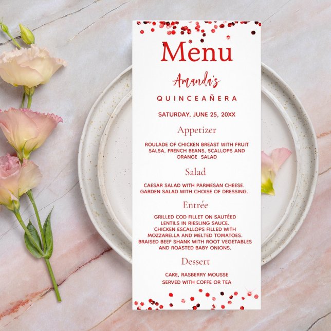 Birthday Menu red white photo fun facts (Creator Uploaded)