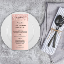 Birthday Menu rose gold pink drips dinner